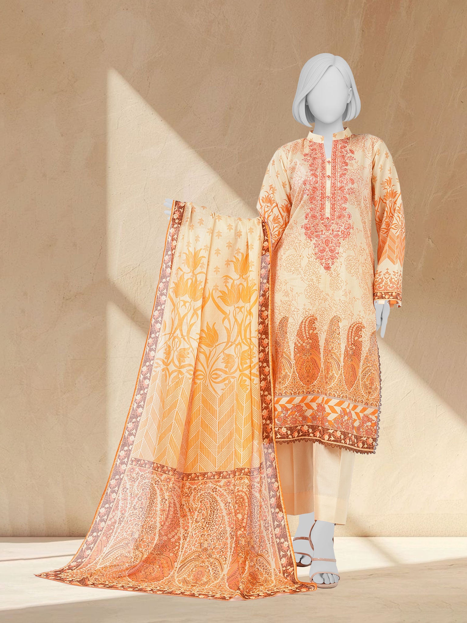 Lawn Embroidered 3 Piece Unstitched | PLUE261365U