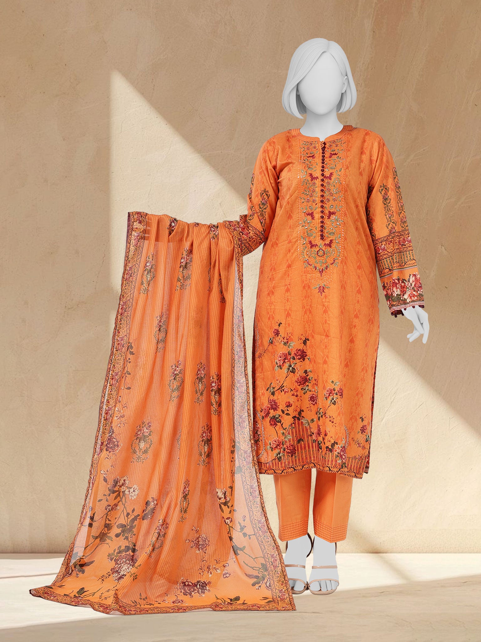 Lawn Embroidered 3 Piece Unstitched | PLUE261435U