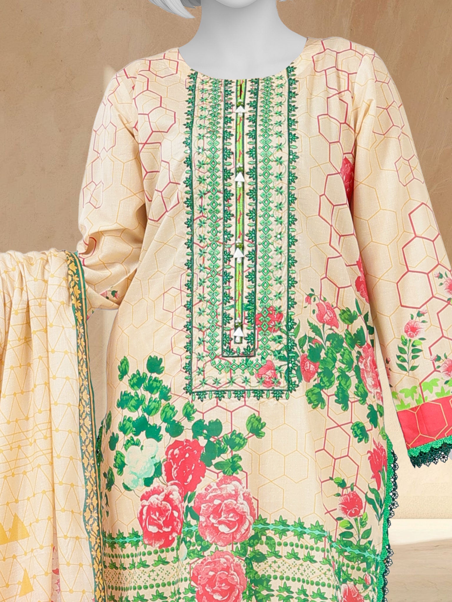 Lawn Embroidered 3 Piece Unstitched | PLUE261464U