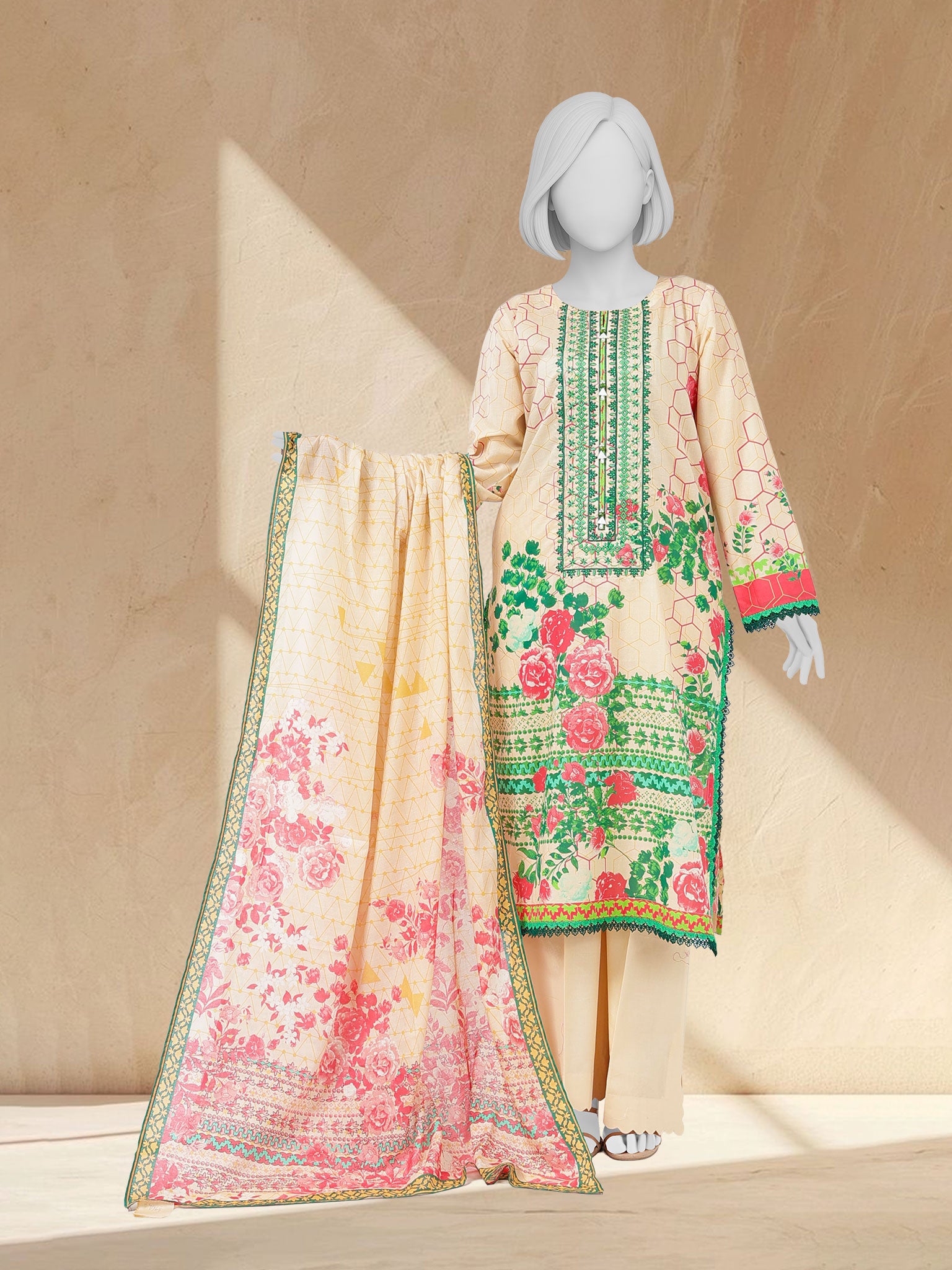 Lawn Embroidered 3 Piece Unstitched | PLUE261464U