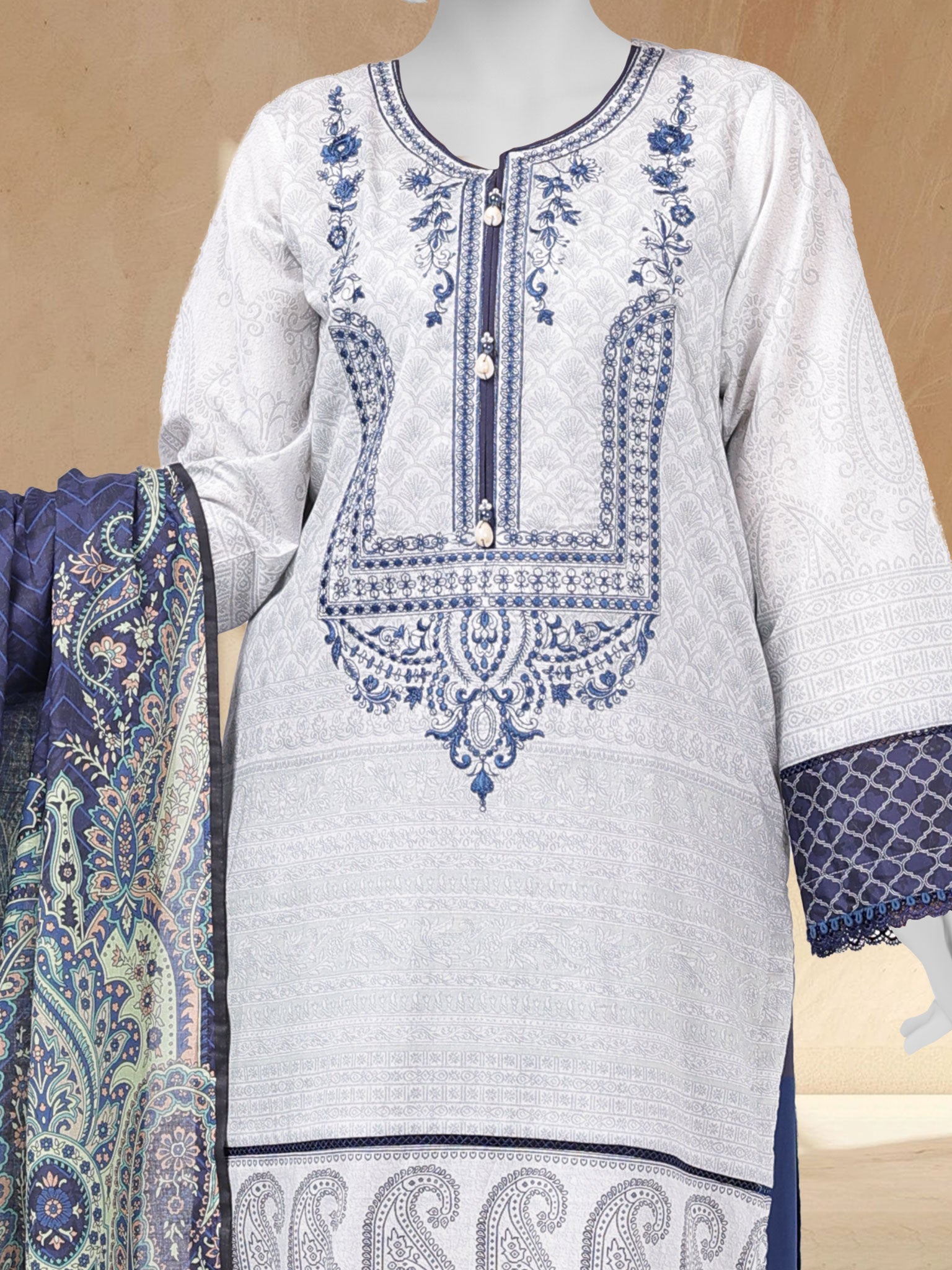 Lawn Embroidered 3 Piece Unstitched | PLUE261516U