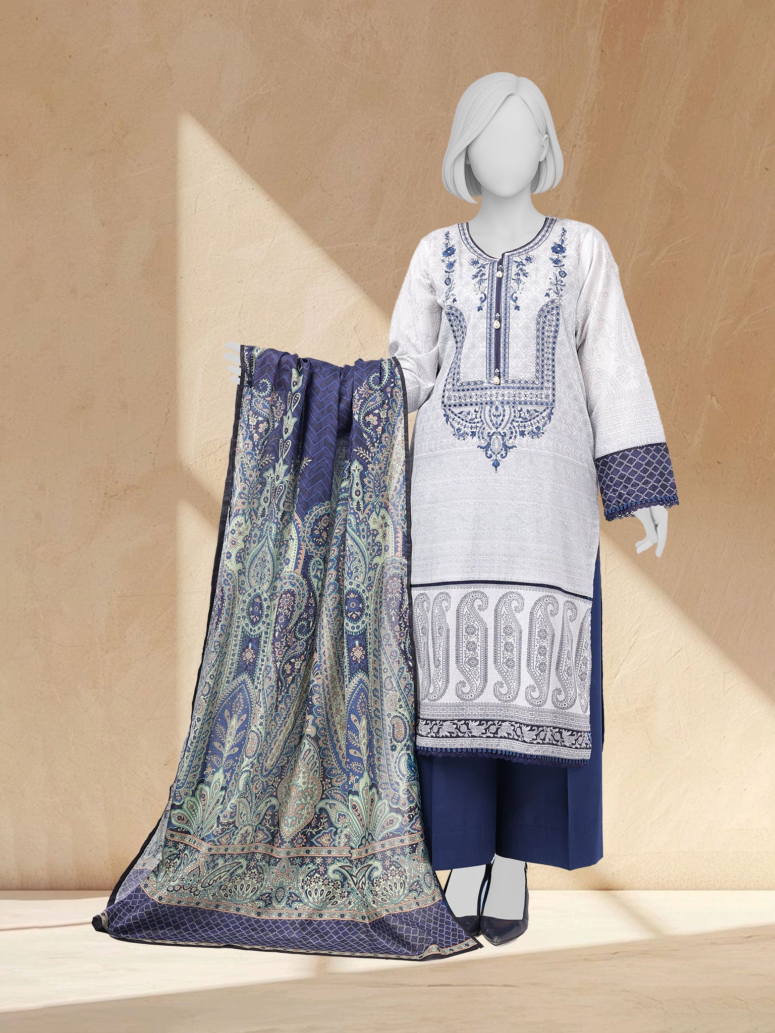 Lawn Embroidered 3 Piece Unstitched | PLUE261516U