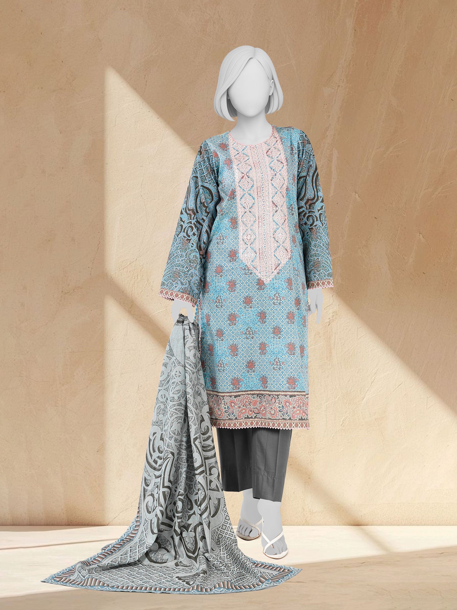 Lawn Embroidered 3 Piece Unstitched | PLUE261539U