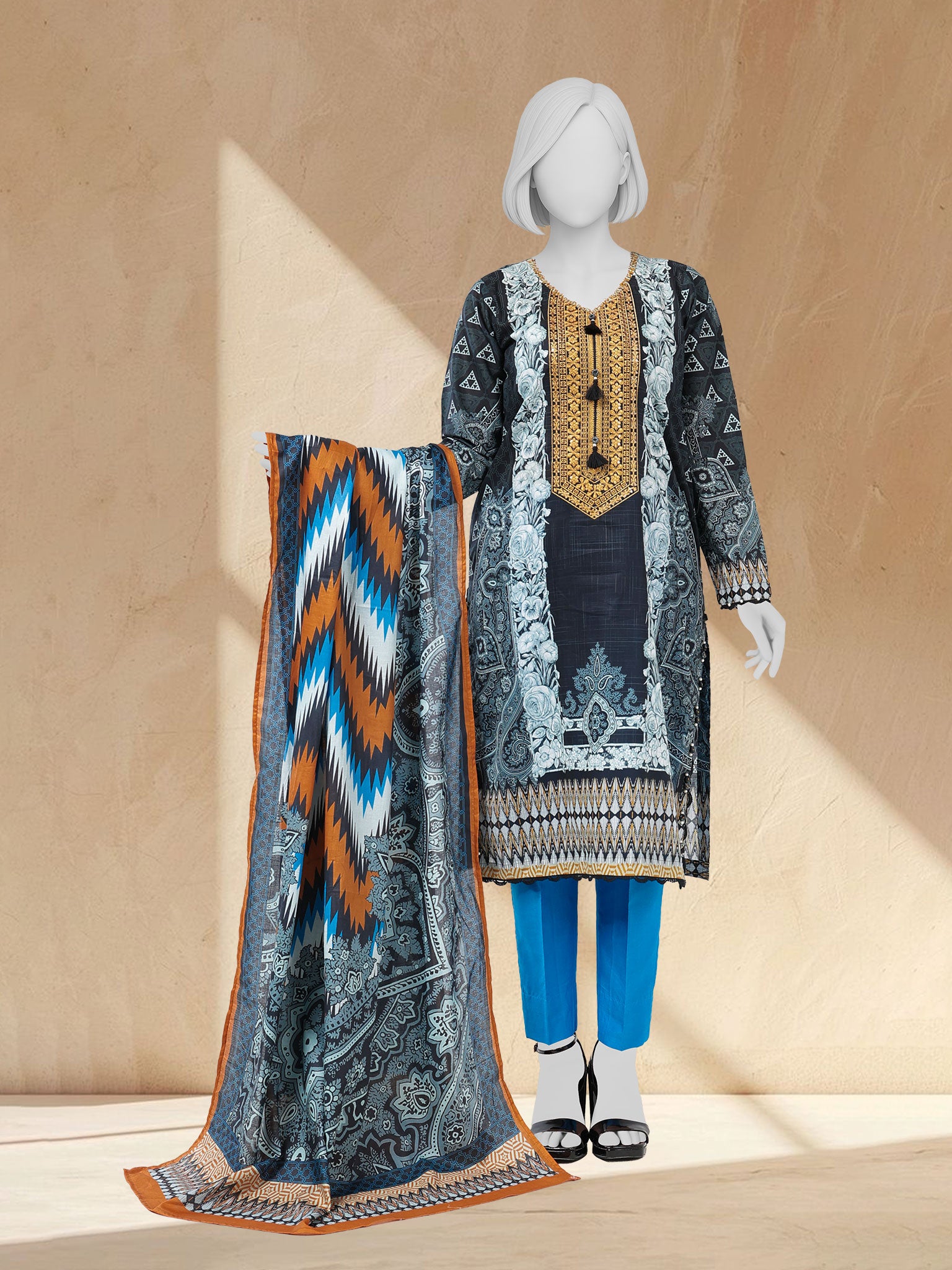 Lawn Embroidered 3 Piece Unstitched | PLUE261543U