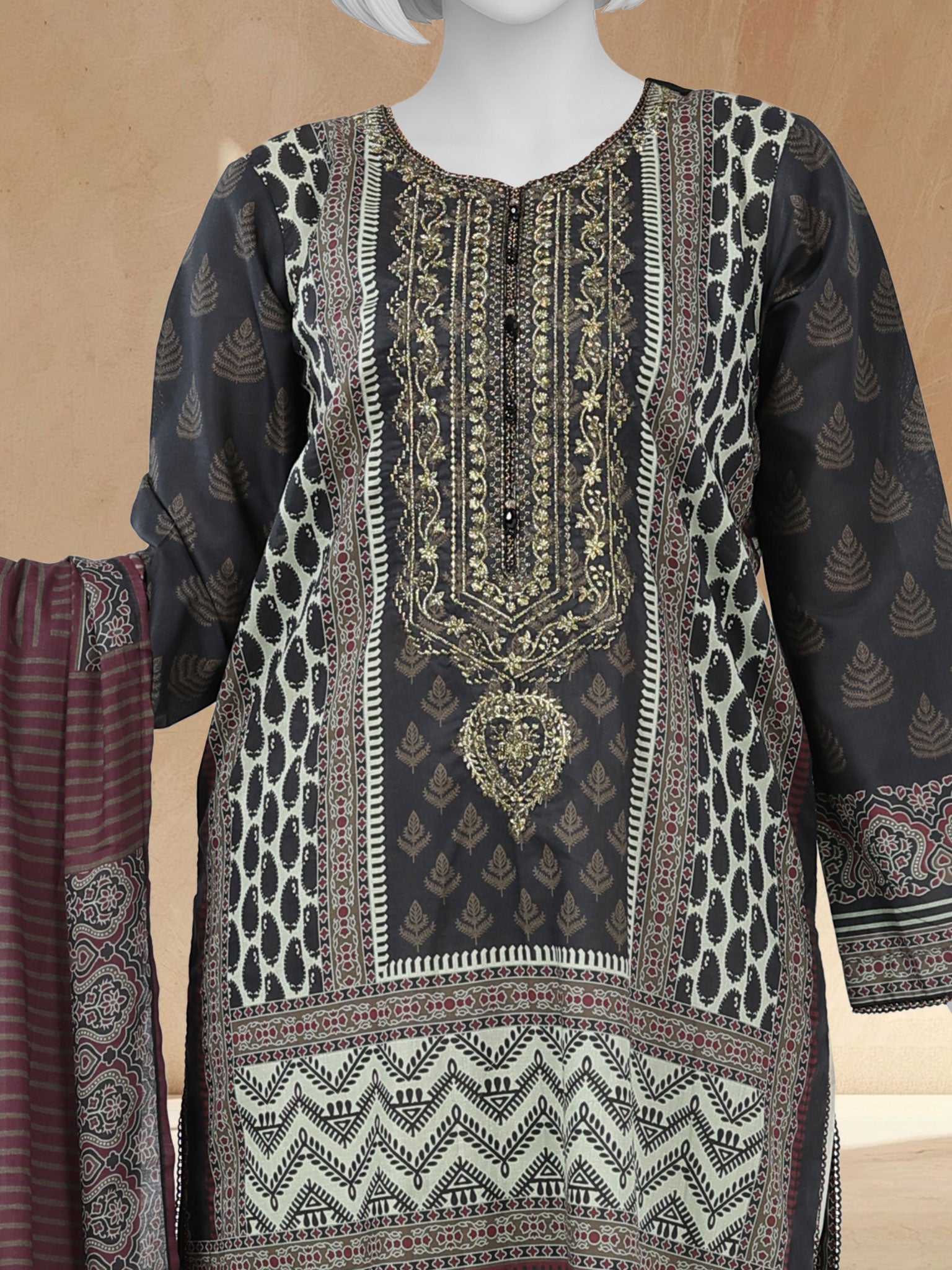 Lawn Embroidered 3 Piece Unstitched | PLUE261582U