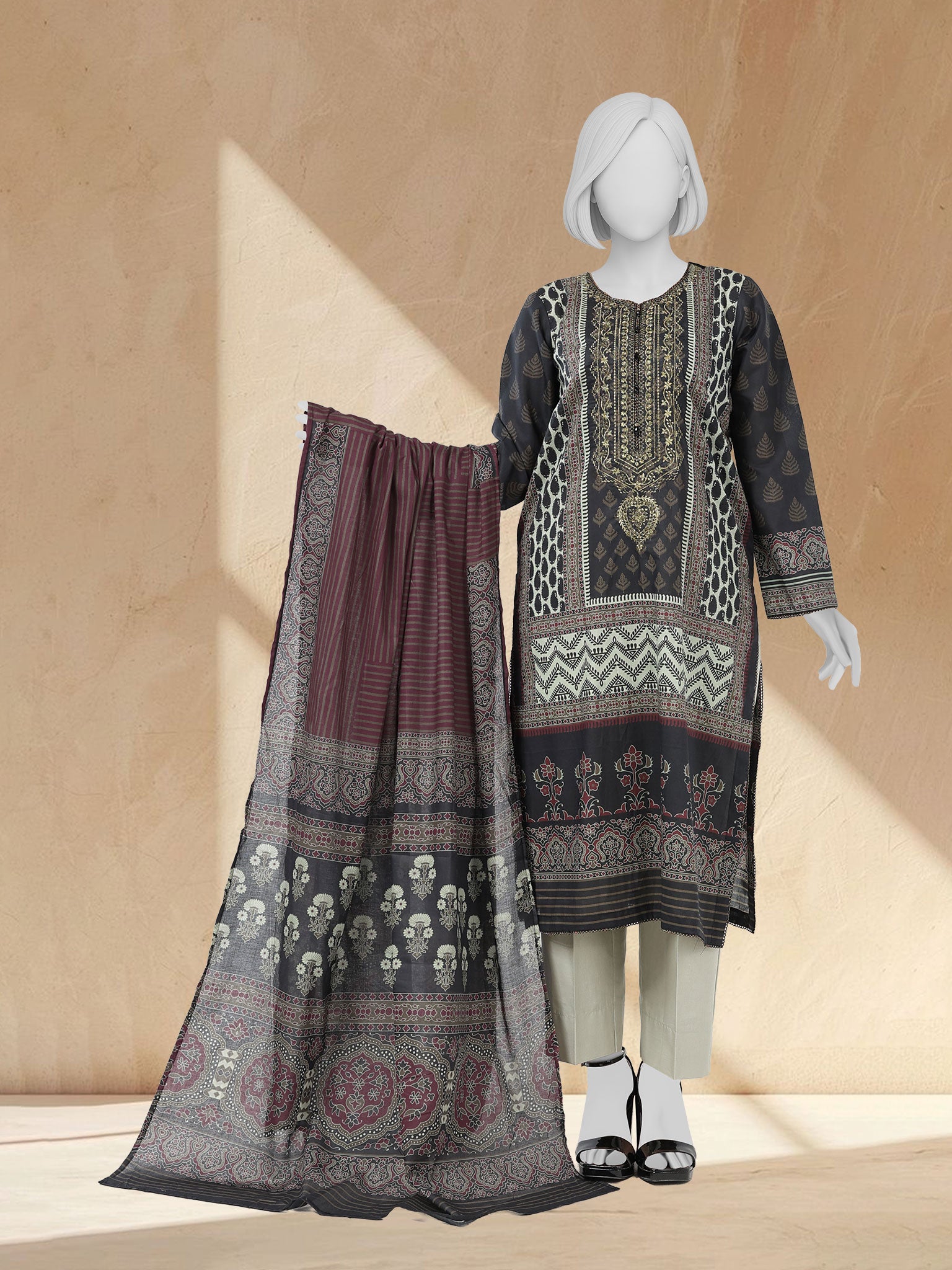 Lawn Embroidered 3 Piece Unstitched | PLUE261582U