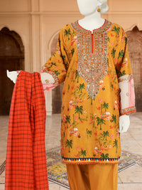 3Pc Stitched Lawn Embroidered Suit | PLS-24-1271A
