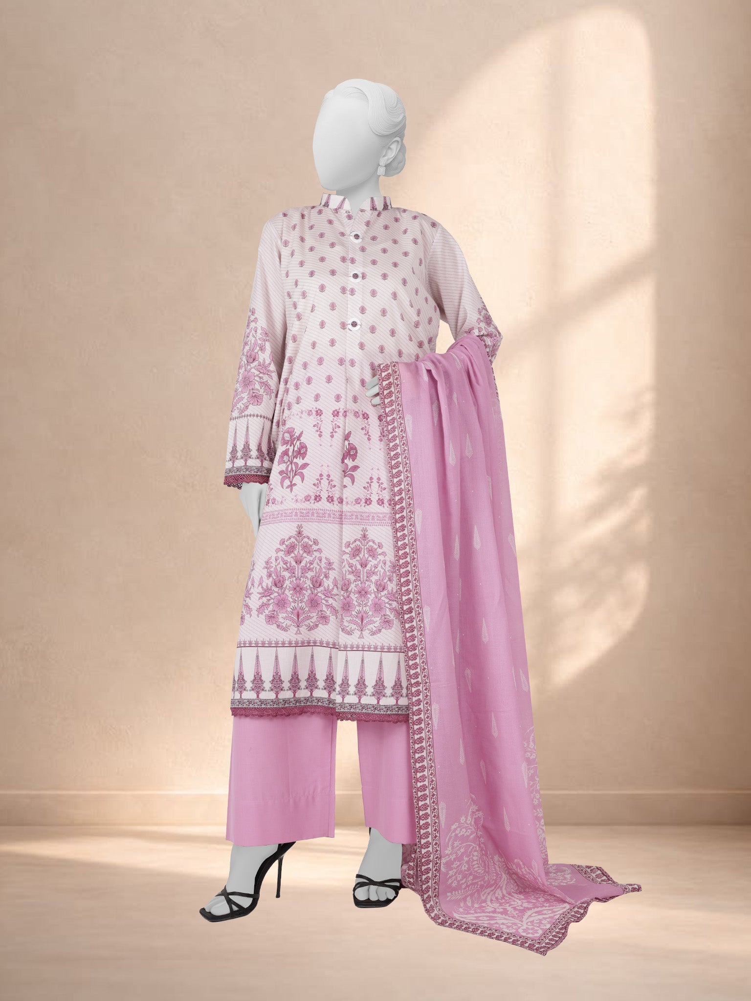 3Pc Stitched Printed Lawn  Suit | PLS251077
