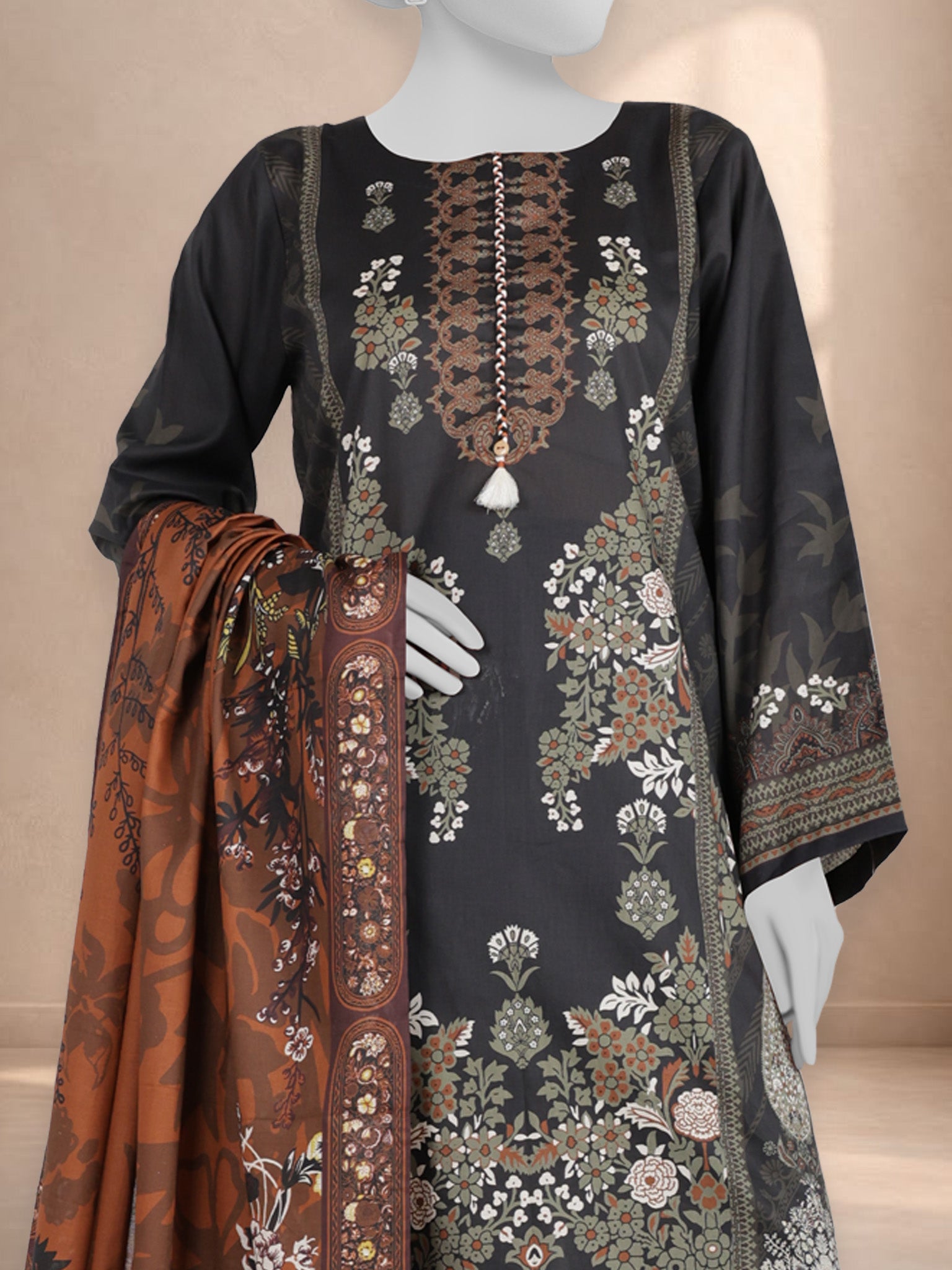 3Pc Stitched Printed Lawn  Suit | PLS251102