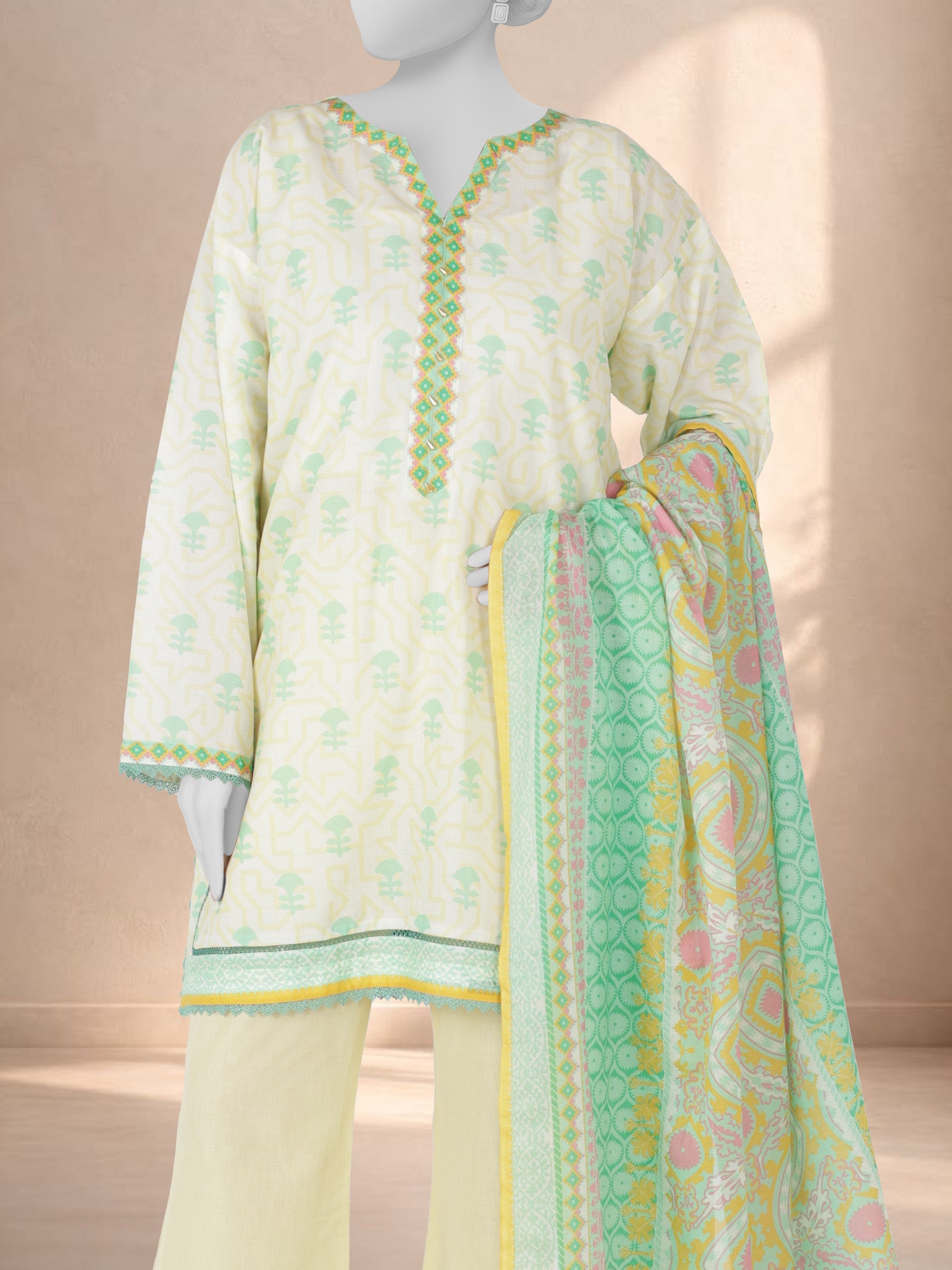 3Pc Stitched Printed Lawn  Suit | PLS251182