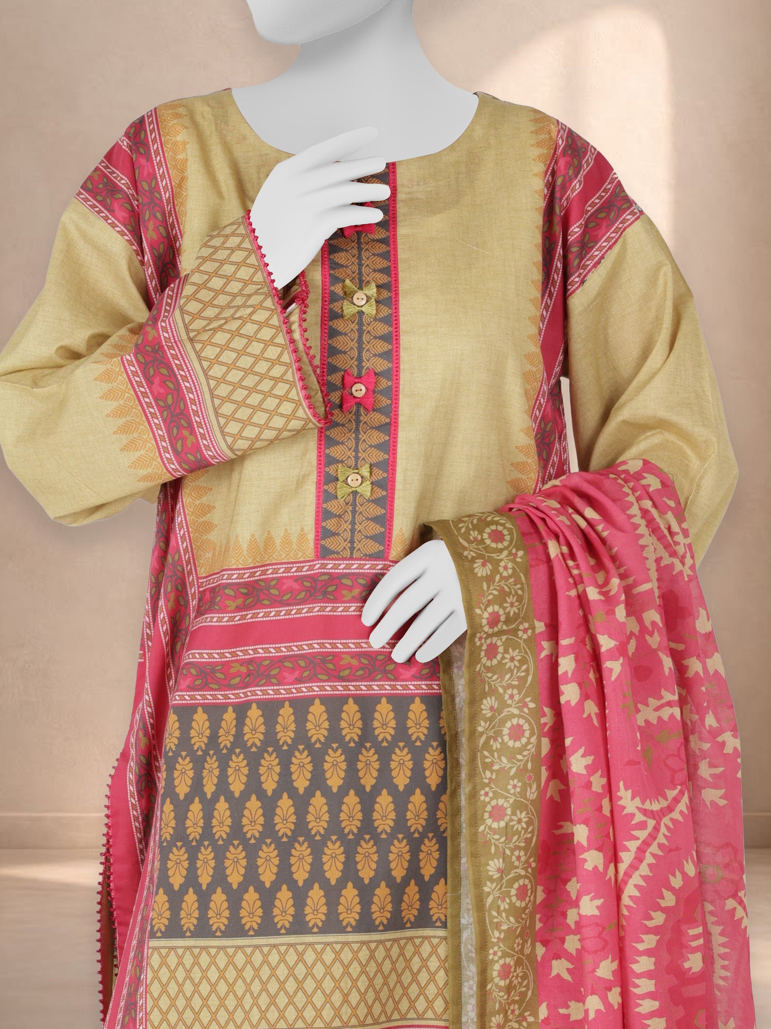 3Pc Stitched Printed Lawn  Suit | PLS251194