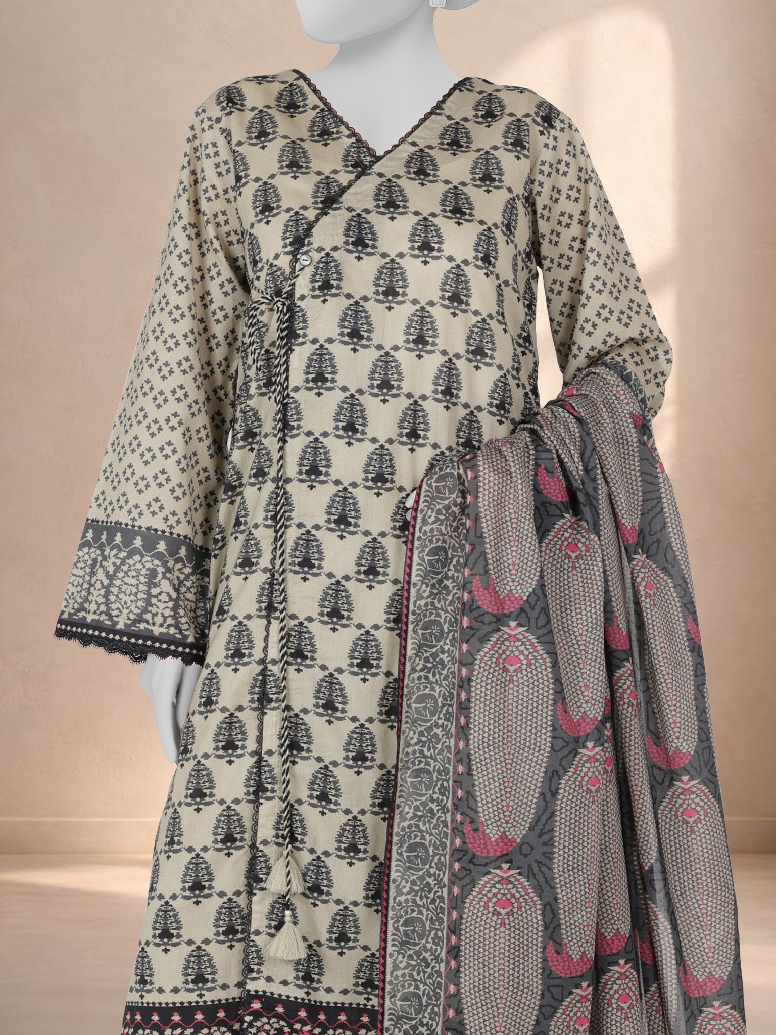 3Pc Stitched Printed Lawn  Suit | PLS251203