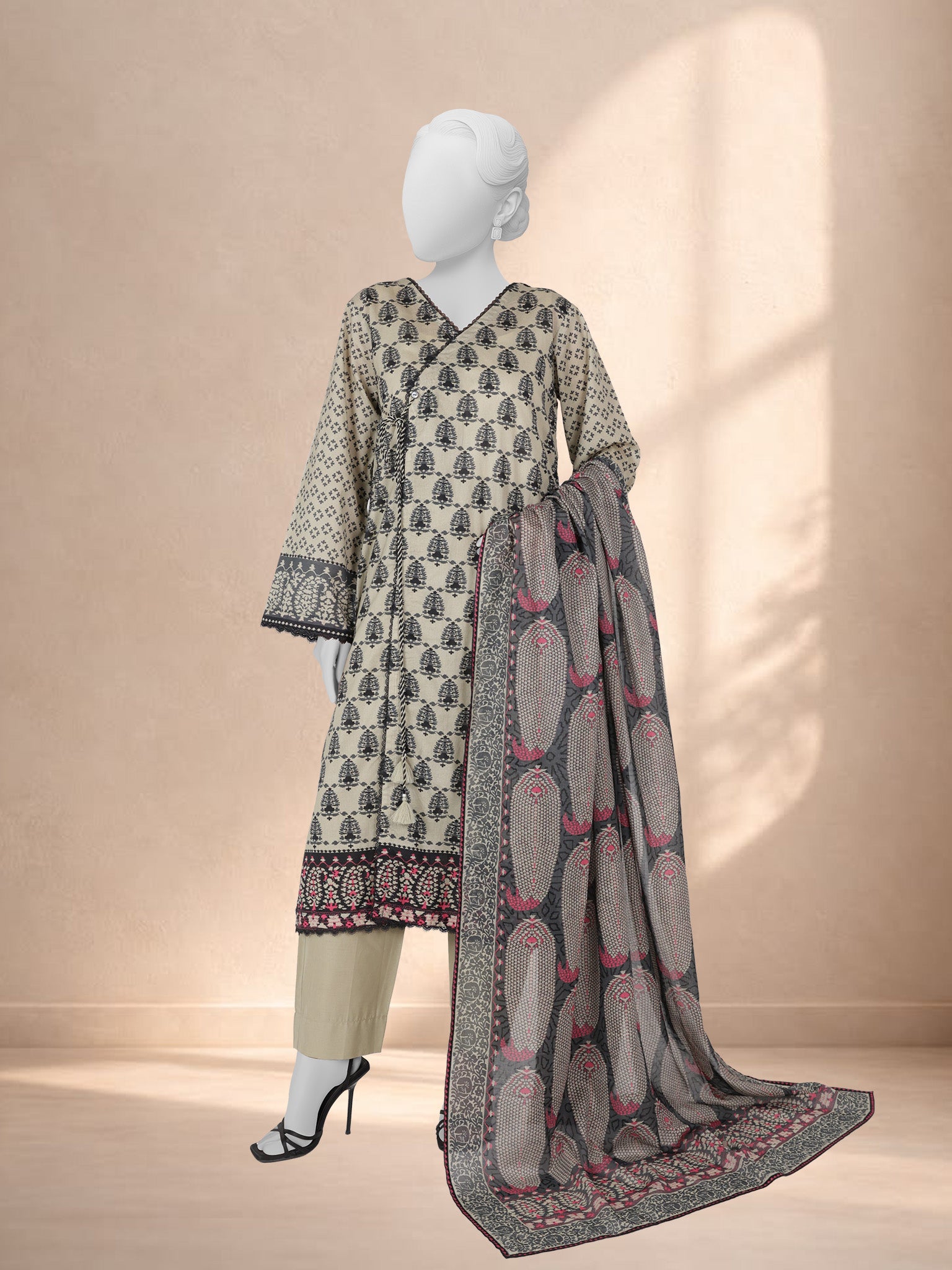 3Pc Stitched Printed Lawn  Suit | PLS251203