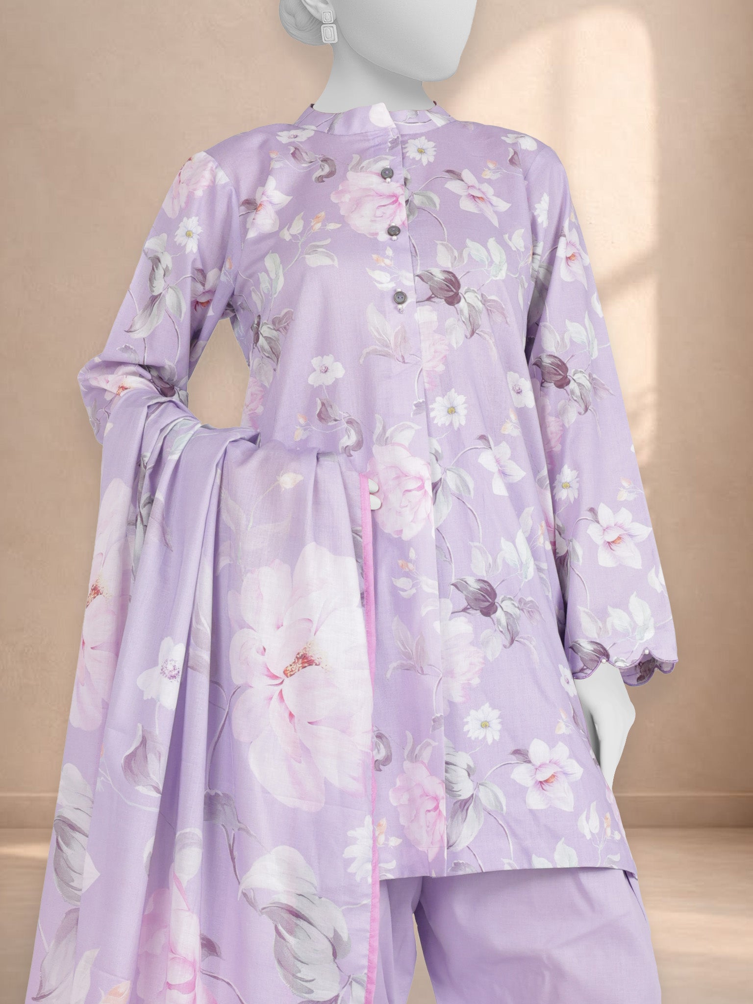 3Pc Stitched Printed Lawn  Suit | PLS251301