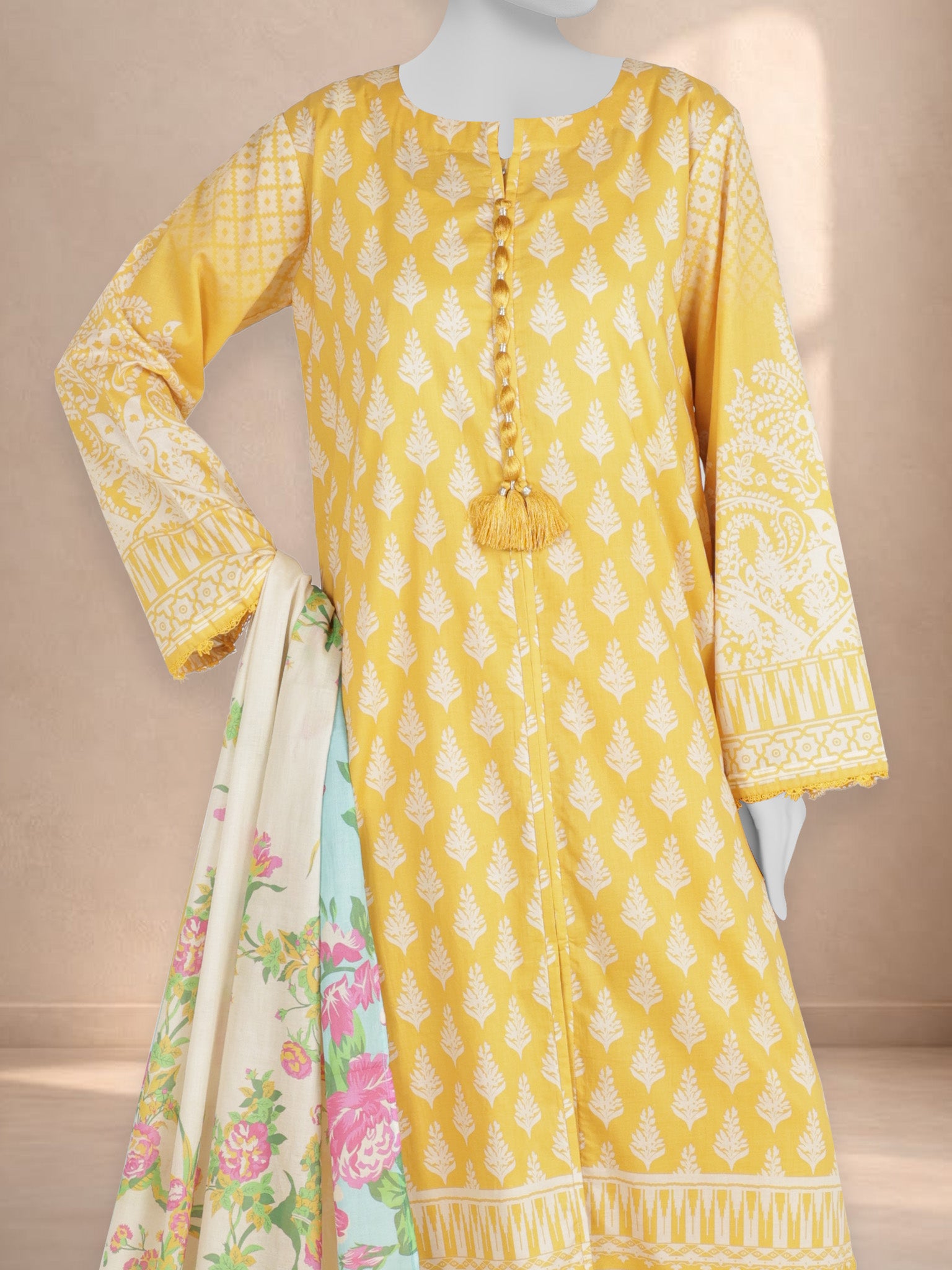 3Pc Stitched Printed Lawn  Suit | PLS251303