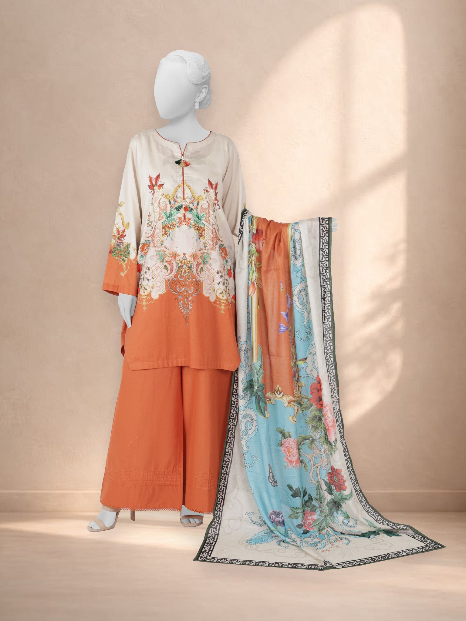 3Pc Stitched Printed Lawn  Suit | PLS251317