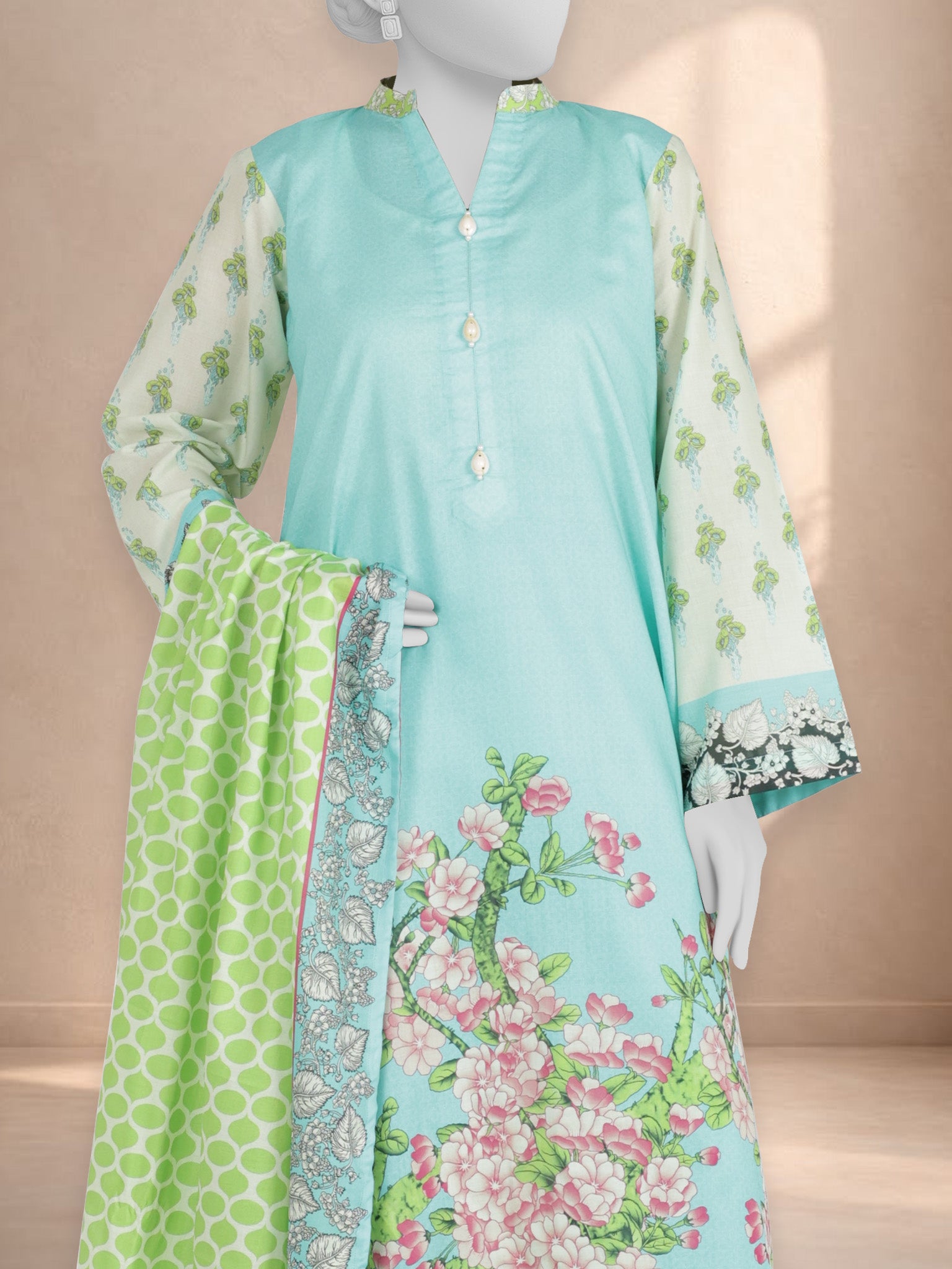 3Pc Stitched Printed Lawn  Suit | PLS251487