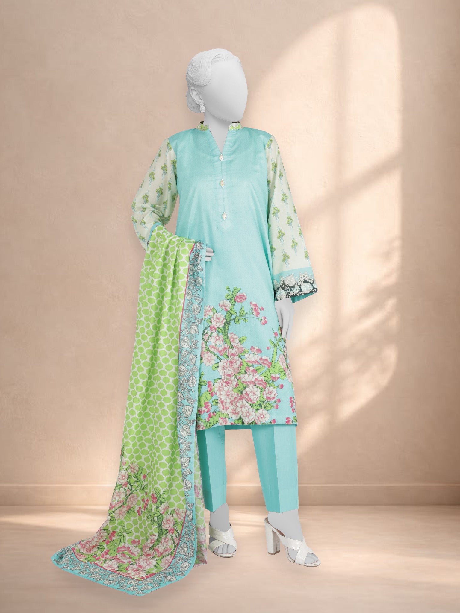 3Pc Stitched Printed Lawn  Suit | PLS251487