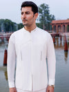 Water Lily White Shauasar Men Suit | PMKS-10094