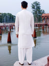 Water Lily White Shauasar Men Suit | PMKS-10094