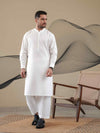 White Latha Unstitched Fabric | PMU-10118