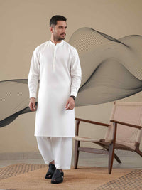 White Latha Unstitched Fabric | PMU-10118