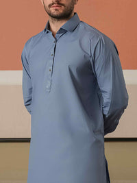 Denim Blue Latha Unstitched Fabric | PMU-10126