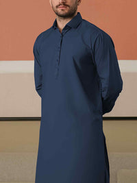 Dark Blue Latha Unstitched Fabric | PMU-10131