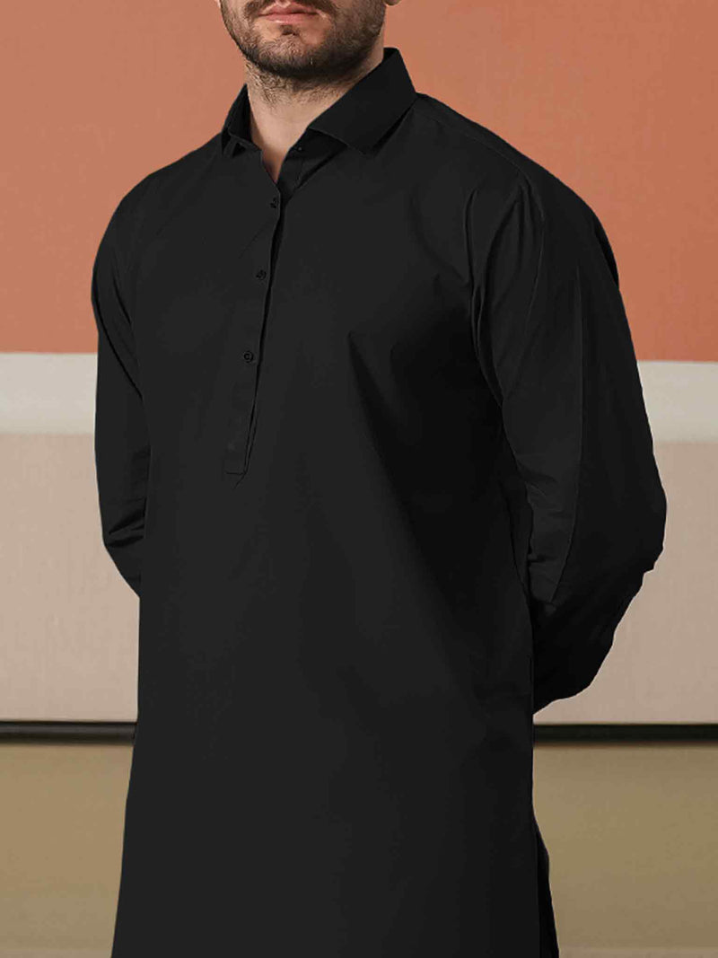 Balck Latha Unstitched Fabric | PMU-10133