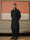 Balck Latha Unstitched Fabric | PMU-10133