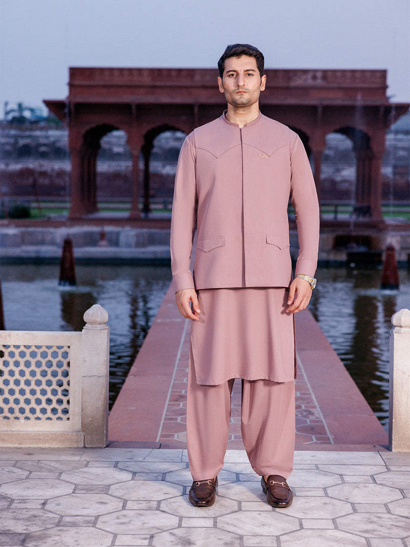 Buy Dusty Rose Blended Unstitched Fabric PMKS-10097 Online on