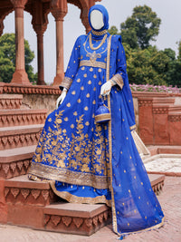 Royal Blue Chiffon Embroidered 3Pc Stitched Suit | PFS-24-8515