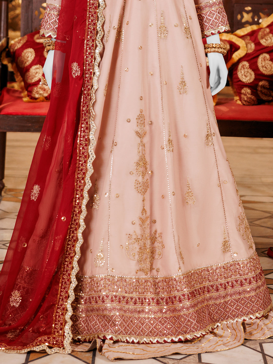 Onion Pink Chiffon Embroidered 3Pc Stitched Suit | PFS-24-8513