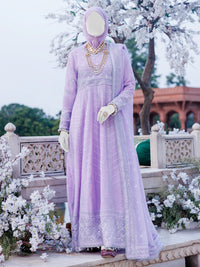 Lilac Chiffon Embroidered 3Pc Unstitched Suit | PJ-LUX-U-24-0718