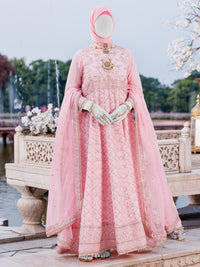 Light Pink Chiffon Embroidered 3Pc Unstitched Suit | PJ-LUX-U-24-0715