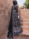 Black Chiffon Embroidered 3Pc Unstitched Suit | PJ-LUX-U-24-0719