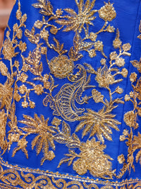 Royal Blue Chiffon Embroidered 3Pc Stitched Suit | PFS-24-8515
