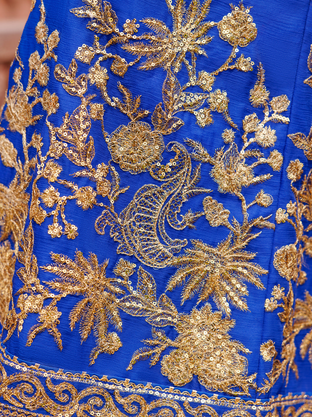 Royal Blue Chiffon Embroidered 3Pc Stitched Suit | PFS-24-8515