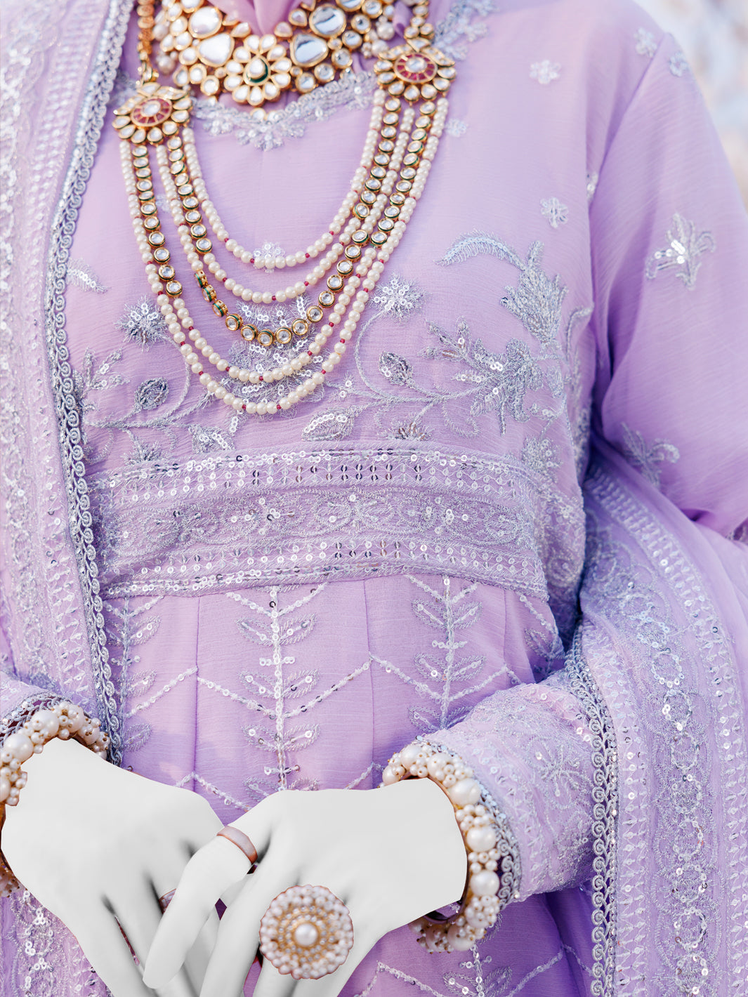 Lilac Chiffon Embroidered 3Pc Unstitched Suit | PJ-LUX-U-24-0718