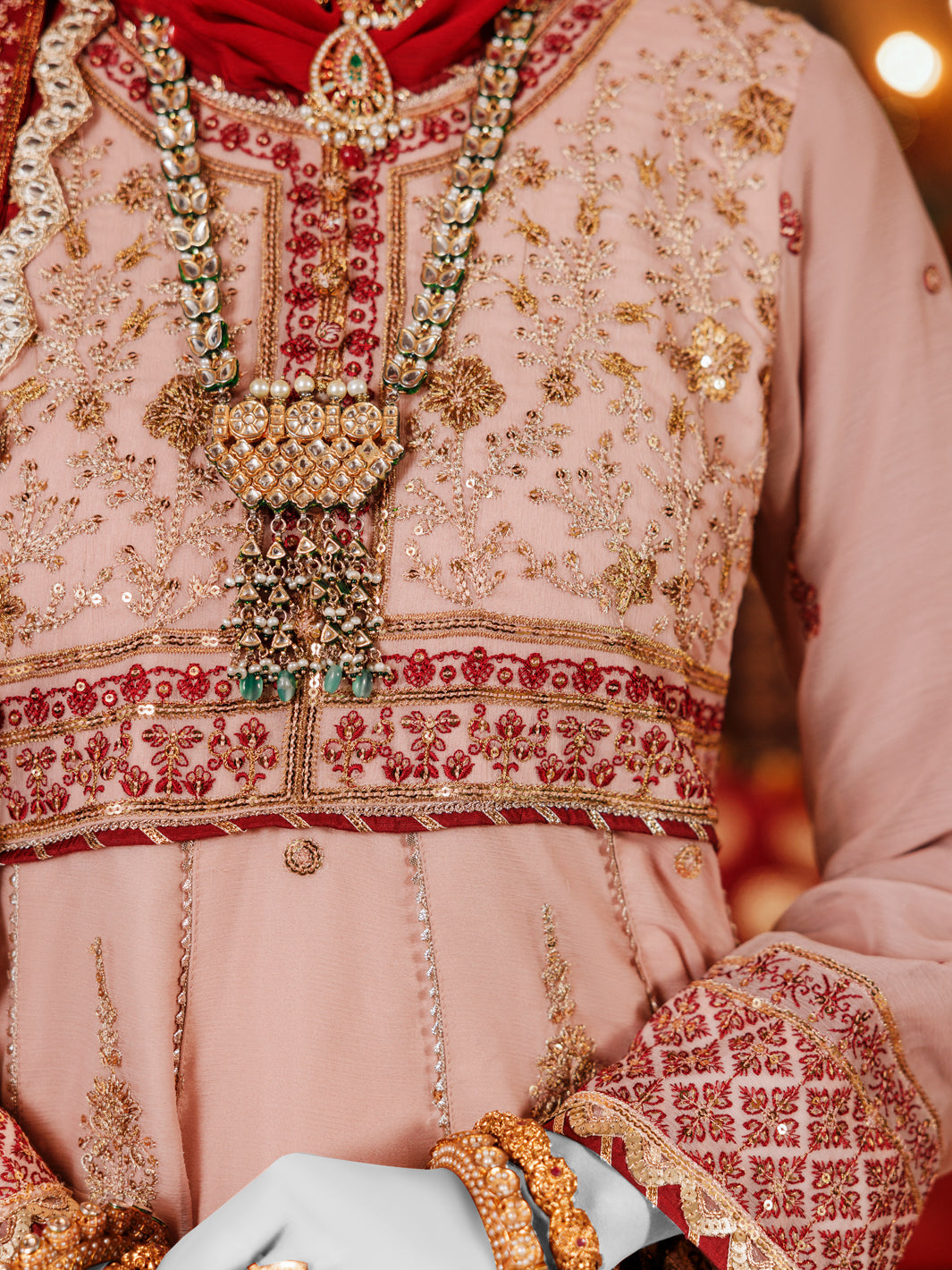 Onion Pink Chiffon Embroidered 3Pc Stitched Suit | PFS-24-8513