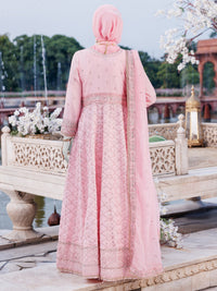 Light Pink Chiffon Embroidered 3Pc Unstitched Suit | PJ-LUX-U-24-0715