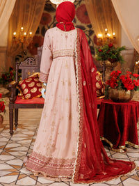 Onion Pink Chiffon Embroidered 3Pc Unstitched Suit | PJ-LUX-U-24-0705