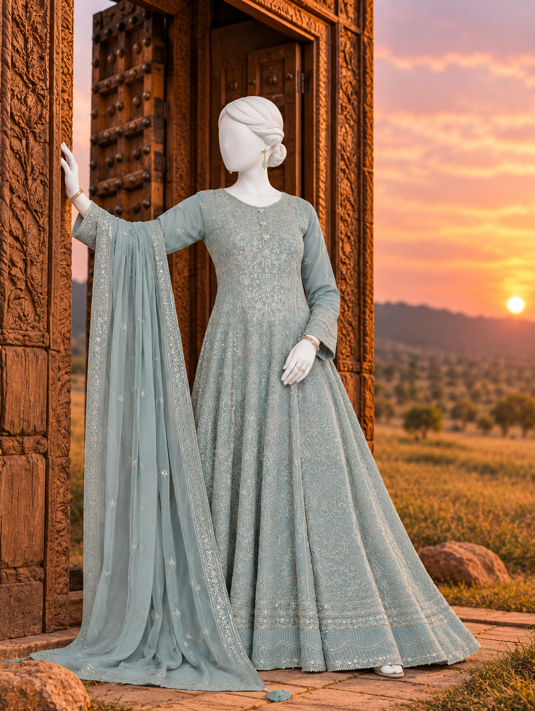 Chiffon Rang-e-Sahar 3Pc Unstitched Suit | PJLUXU-251053
