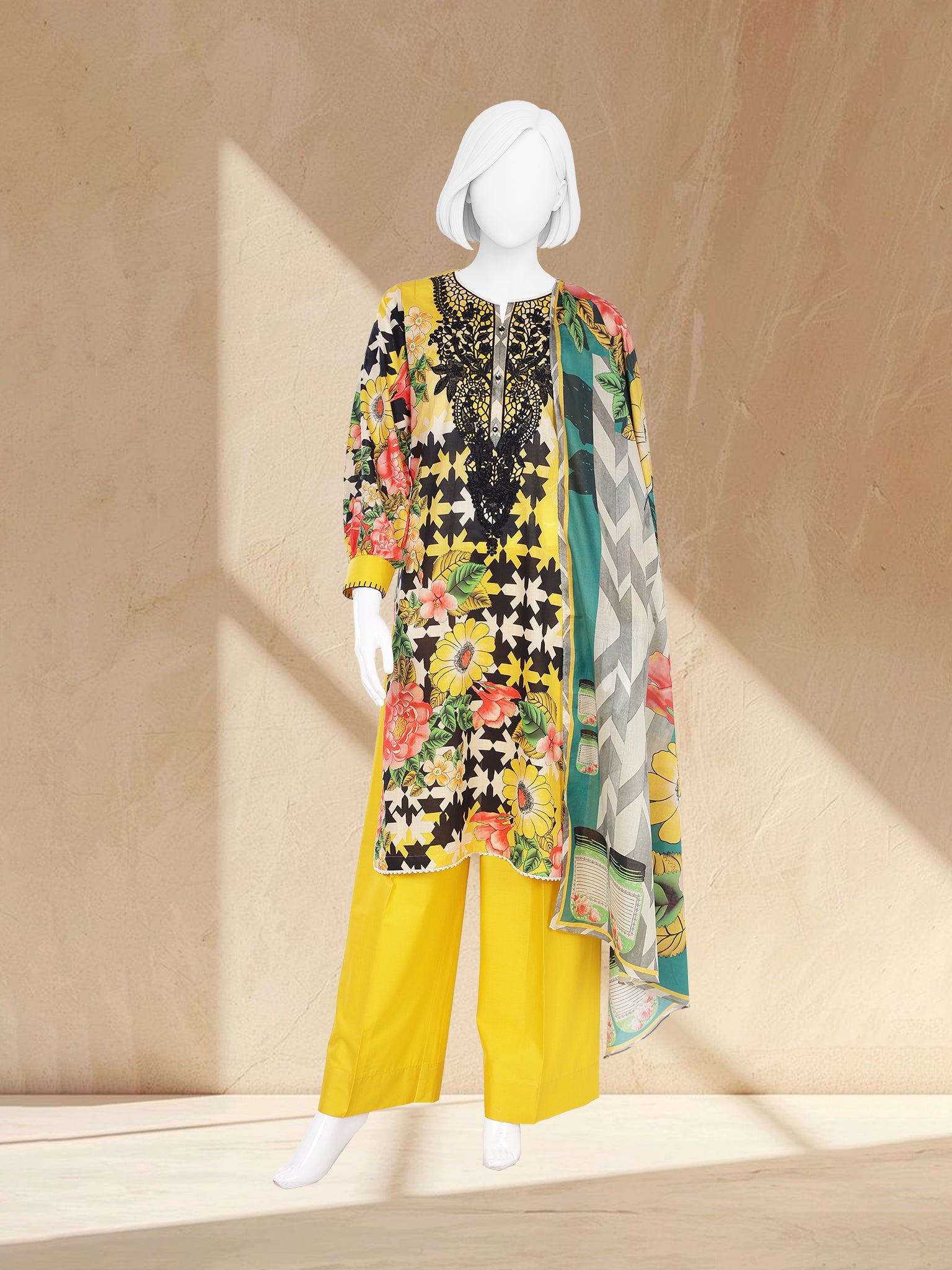 Lawn Embroidered 3 Piece Unstitched | PLUE261457U
