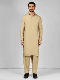 Beige Blended Kameez Shalwar | PMKS-10047