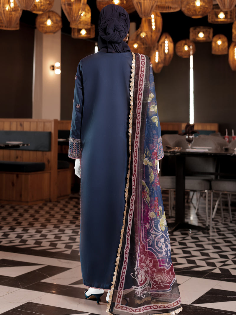 Blue Embroidered 3Pc Unstitched Suit | PJ-ESSU-24-0720