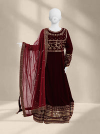 Luxury Velvet 3Pc Suit Stitched  | PJLXS-251055