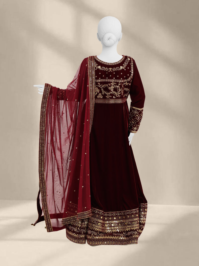 Luxury Velvet 3Pc Suit Stitched  | PJLXS-251055