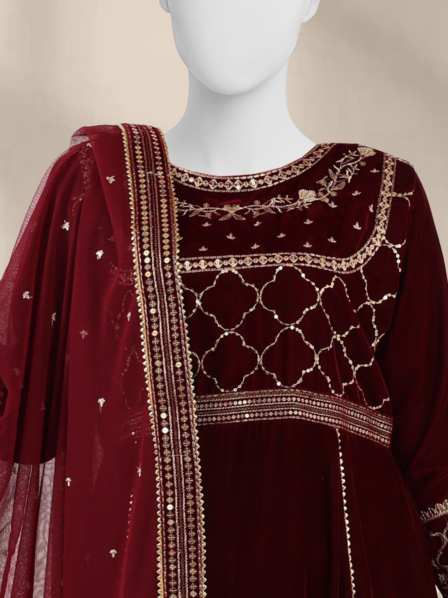 Luxury Velvet 3Pc Suit Stitched  | PJLXS-251055