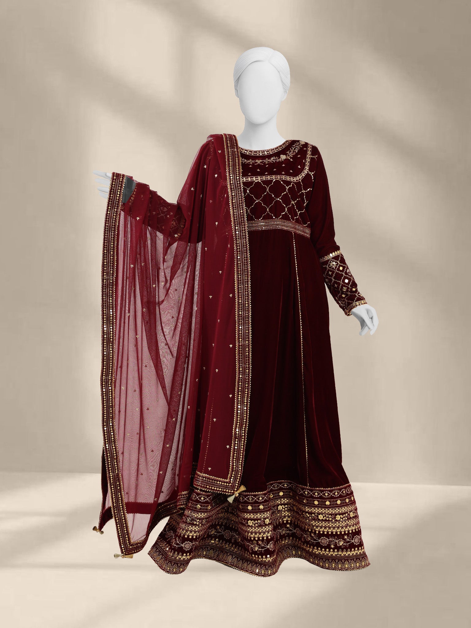 Luxury Velvet 3Pc Suit Stitched  | PJLXS-251055